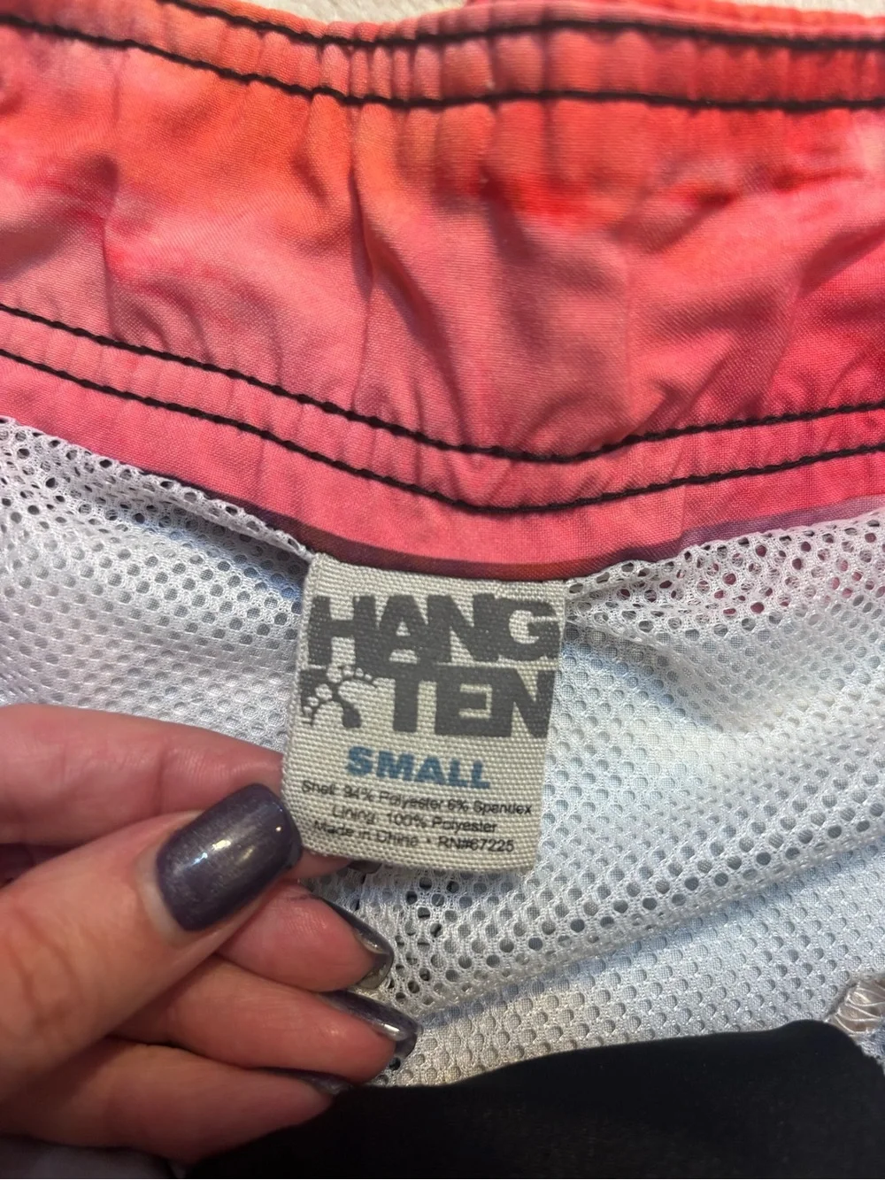 Hang Ten Board Shorts Mens Small MultiColor Tropical Print Mesh Lined  Tie Waist